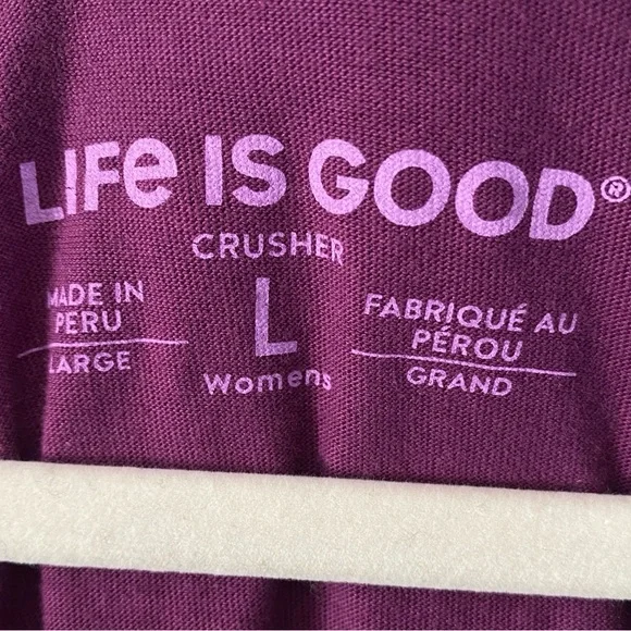 Life is Good purple cat graphic Crusher tee size large made in Peru casual soft - Picture 3 of 7